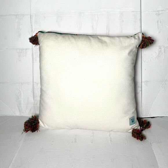 Karma Living Square Geometric Hexagon Embroidered Pillow 18x18 - Picture 2 of 3